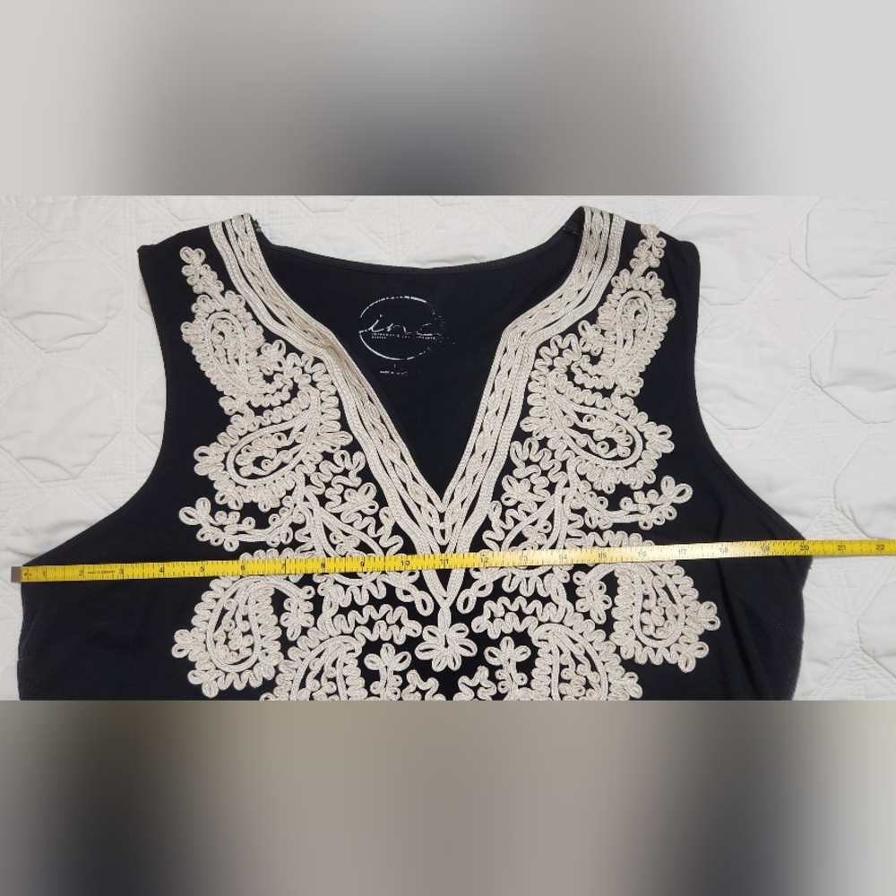 Sz L INC Embroidered Black and Off-White Blouse - Picture 10 of 13